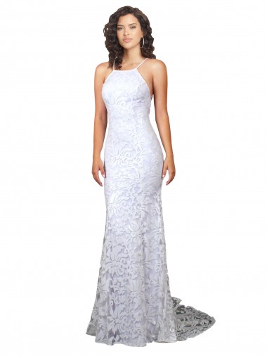 Online Mermaid Fitted High Neck Low Back Fishtail Wedding Dress