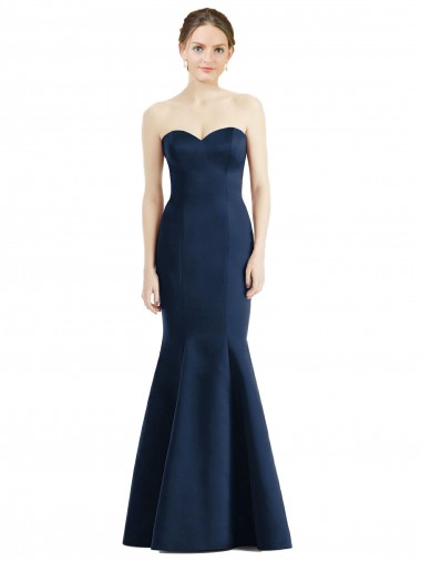 Online Long Mermaid Full Length Strapless Satin Bridesmaid Dress