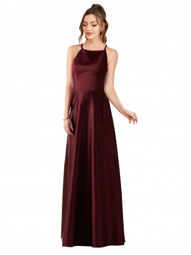 Online Sleek Satin Bridesmaids Dress with Pockets