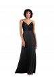 Full Length V-Neckline Formal Silky Satin Bridesmaid Dress / Prom Dress with Spaghetti Straps