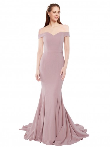 Online Off the Shoulder Mermaid Long Sweep Train Bridesmaid Dress / Prom Dress
