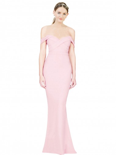 Online Full Length Off the Shoulder Bridesmaid Dress / Prom Dress with Twist Front