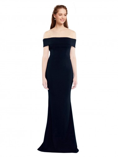 Online Off the Shoulder Fitted Formal Crepe Bridesmaid Dress / Prom Dress with Back Cut Out
