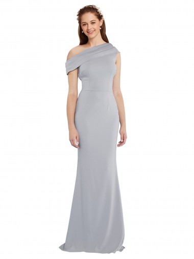 Online Off the Shoulder Asymmetrical Mermaid Formal Crepe Bridesmaid Dress / Prom Dress