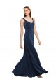 Fit and Flare Long Formal Crepe Bridesmaid Dress / Prom Dress with Round Neck