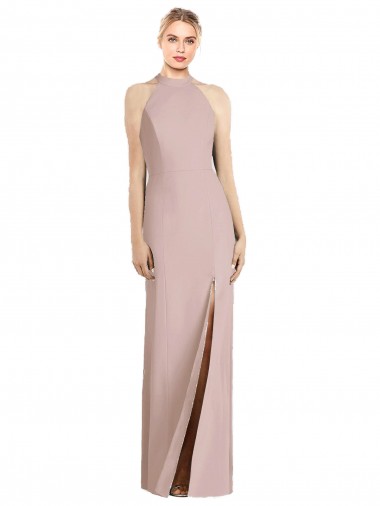 Online High Neck Cutout Halter Trumpet Bridesmaid Dress