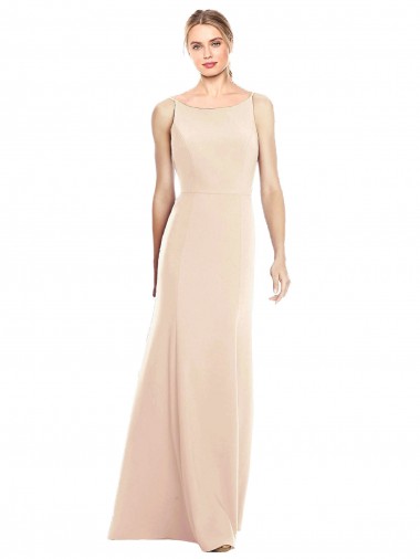 Online V-Spaghetti Strap Open Back Bateau Neck Trumpet Bridesmaid Dress / Prom Dress