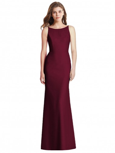 Online Open Cowl Back Bateau Neck Trumpet Bridesmaid Dress