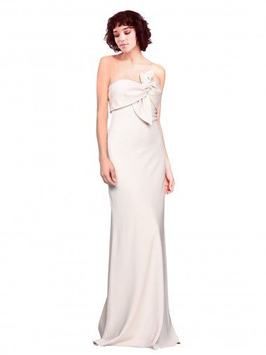 Online Strapless Crepe Fitted Bridesmaid Dress / Prom Dress with Twist Bow