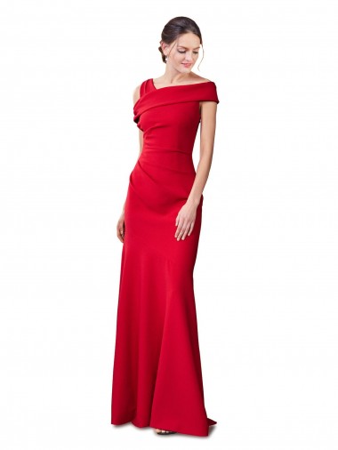 Online Sleeveless Ruched Formal Crepe Mermaid Bridesmaid Dress / Prom Dress with Off The Shoulder Detail