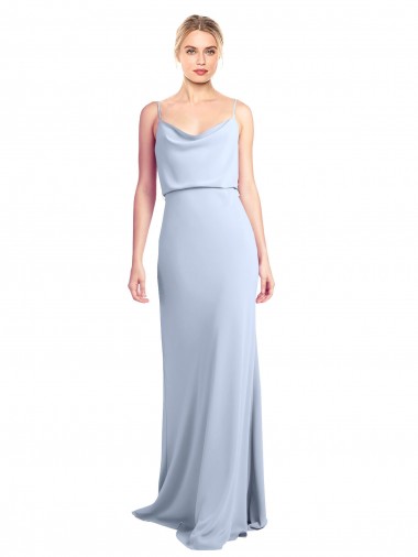 Online Feminine Cowl Neck Slim Floor Length Stretch Formal Crepe Bridesmaid Dress / Prom Dress