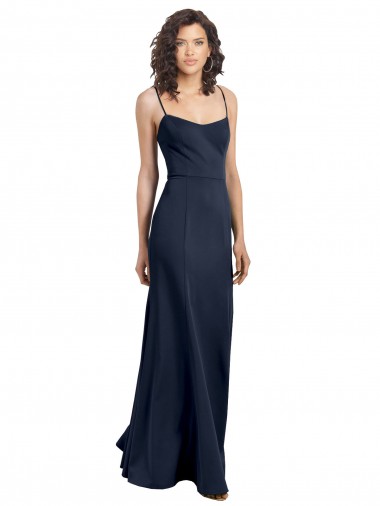 Online Fit and Flare Scoop Neck Long Sleeveless Stretch Formal Crepe Bridesmaid Dress / Prom Dress