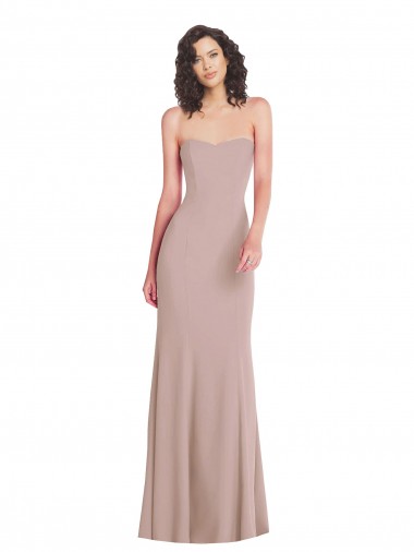 Online Strapless Princess Line Formal Crepe Mermaid Bridesmaid Dress / Prom Dress