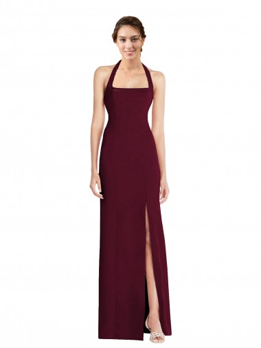 Online Tie Halter Open Back Trumpet Bridesmaid Dress / Prom Dress