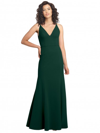 Online Form Fitting Stretch Formal Crepe A-Line Bridesmaid Dress / Prom Dress