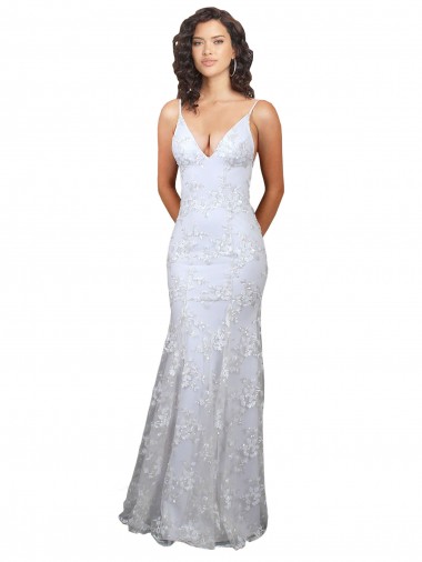 Online V-Neckline Backless Floral Patterned Sequin Formal Bridesmaid Dress / Prom Dress