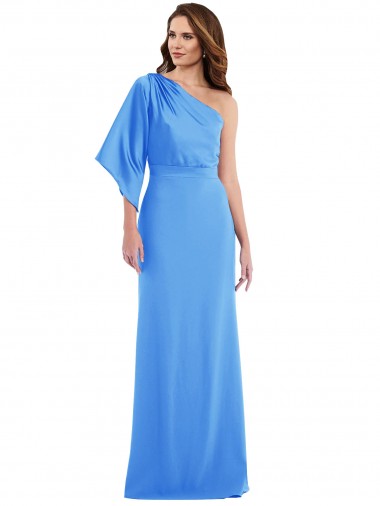 Online One Shoulder Bell Sleeves Trumpet Bridesmaid Dress / Prom Dress