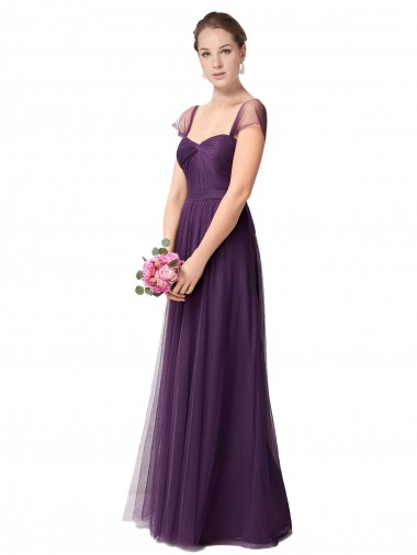 Online Full Length Long Tulle Bridesmaid Dress with Sweetheart Neckline