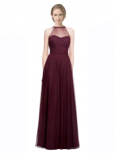 Online Full Length Soft Tulle Spaghetti Strap Bridesmaid Dress