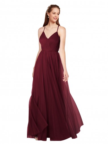 Online Beach-inspired Sweetheart Tulle Long Bridesmaid Dress