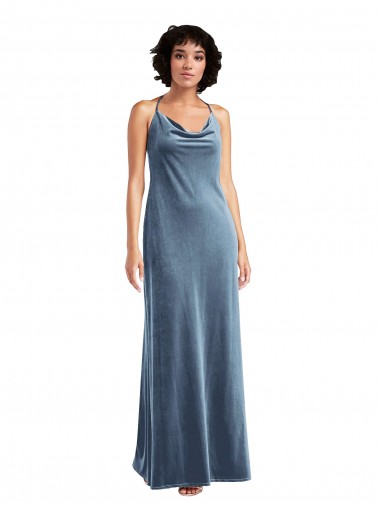 Online Cowl Neck Convertible Velvet Maxi Slip Dress