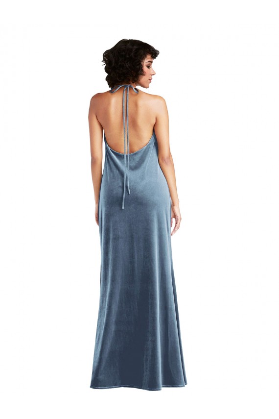 Cowl Neck Convertible Velvet Maxi Slip Dress
