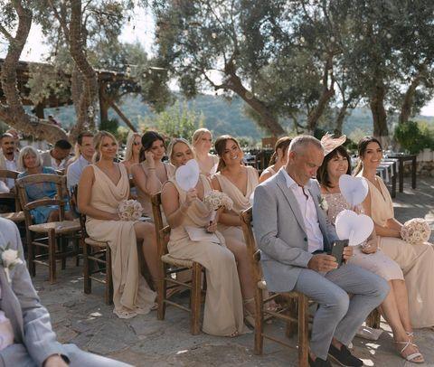 Chiffon Long Champagne Bridesmaid Dresses with Sexy High Slit and Front Ruffles