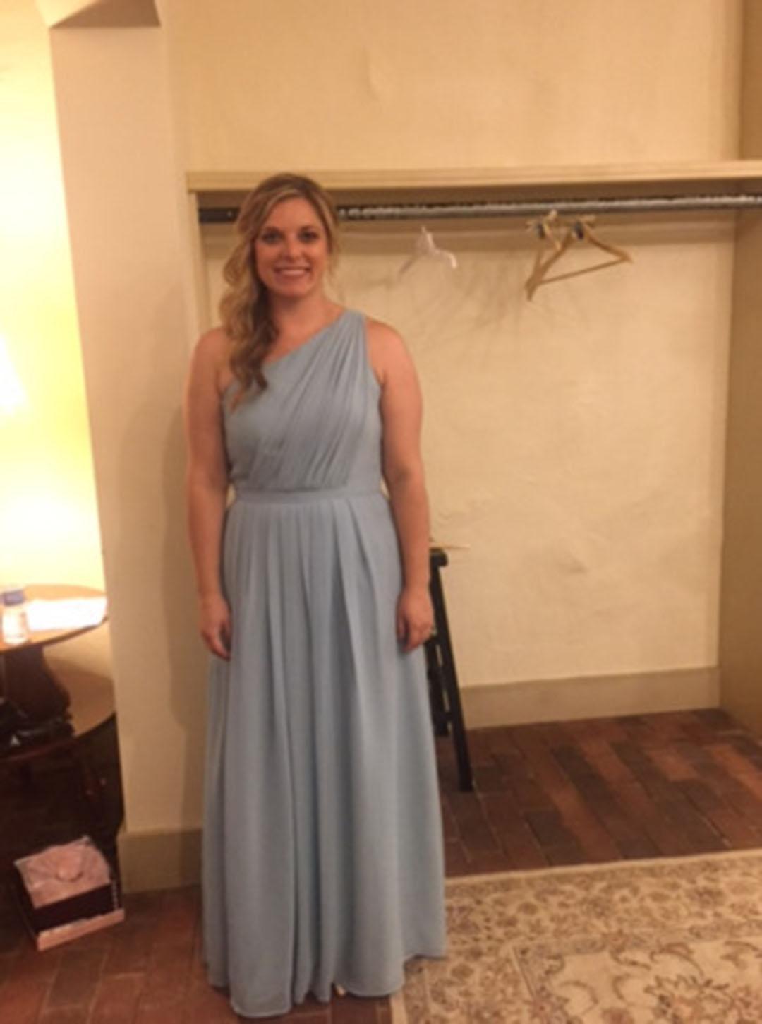 Draped One Shoulder Long Floor Length Chiffon Bridesmaid Dress