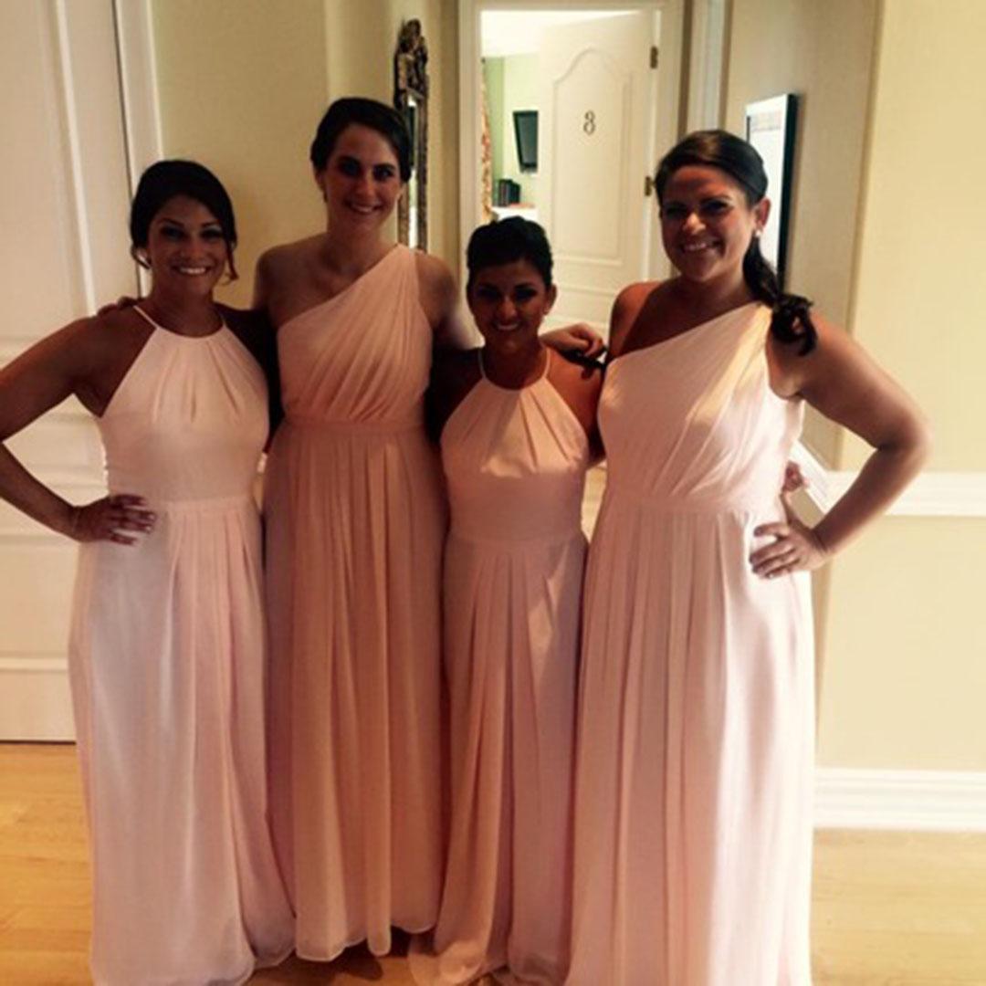 Draped One Shoulder Long Floor Length Chiffon Bridesmaid Dress